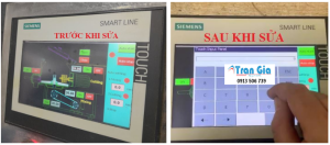 Hình ảnh màn hình HMI đang được sửa tại Trần Gia Automation