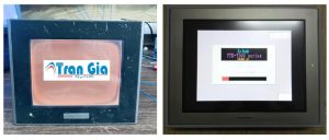 Hình ảnh màn hình HMI đang được sửa tại Trần Gia Automation