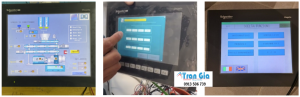 Hình ảnh màn hình HMI đang trong quá trình sửa chữa tại TRAN GIA