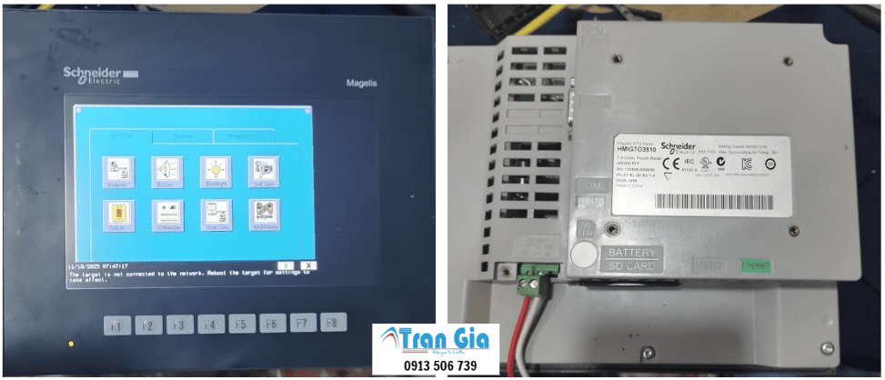 Chuyên bảo hành, sửa màn hình HMI Schneider 10 INCH HMIGXU5512 Serial 0207 Lỗi mất hiển thị, còi bíp liên tục xử lý nhanh trong ngày