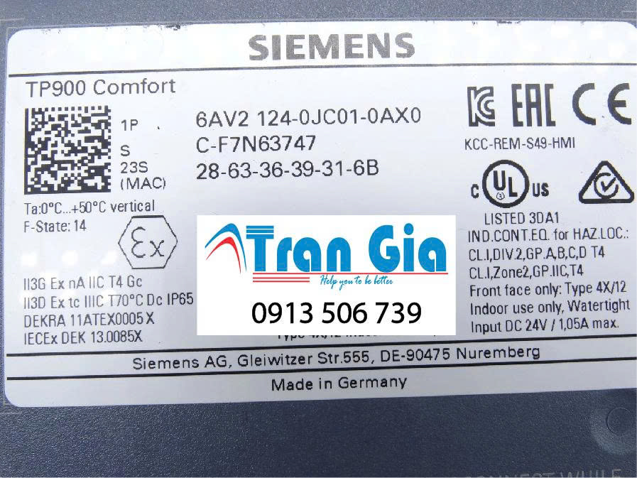 Chuyên cung cấp màn hình HMI Siemens TP900 6AV2124-0JC01-0AX0 bảo hành 12 tháng