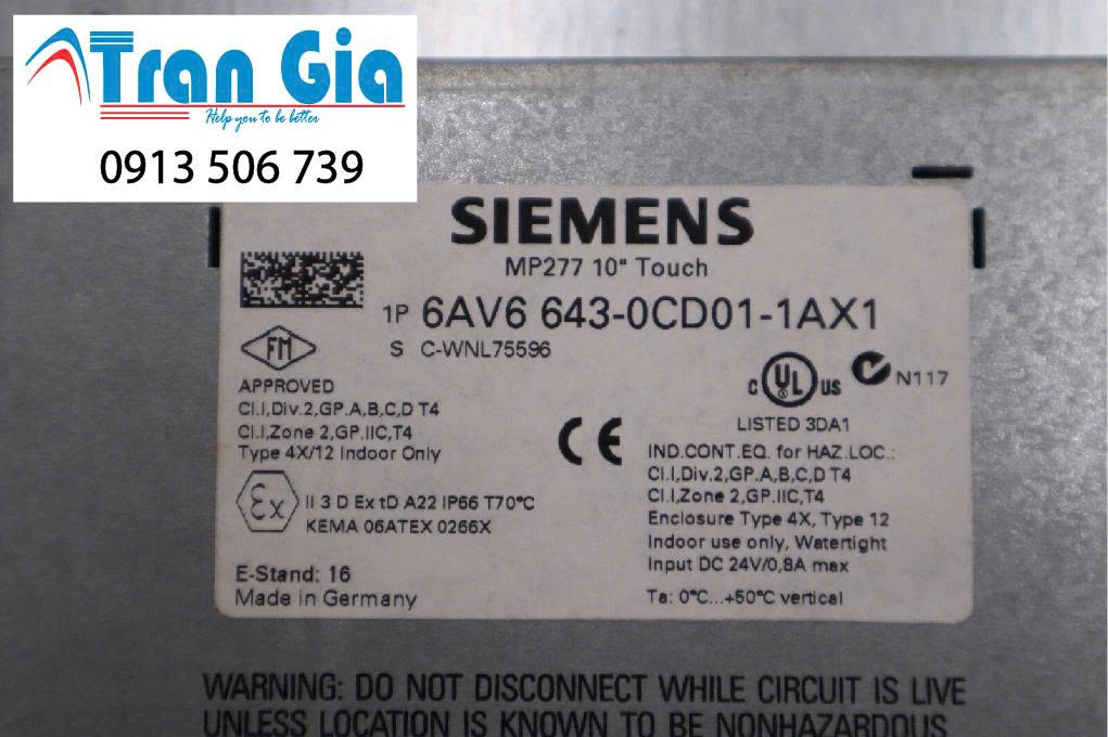Chuyên cung cấp màn hình cảm ứng HMI Siemens MP277 10" Touch 6AV6 643-0CD01-1AX1 bảo hành 12 tháng