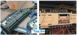 Hình ảnh PLC đang trong quá trình được sửa chữa tại TRAN GIA Automation