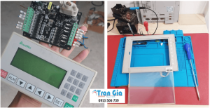 Hình ảnh sửa màn hình HMI đang trong quá trình sửa chữa tại Trần Gia Automation